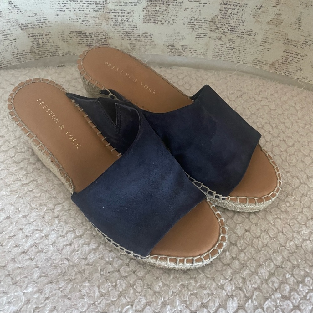 Preston & York suede blue wedges great condition side 6M